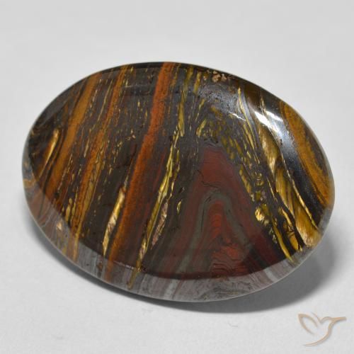 Matriz Ojo de Tigre Multicolor natural de 43.24 ct, Ovalada, Opaco