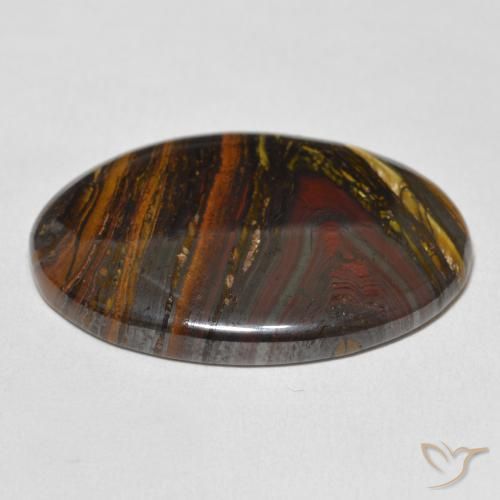 Matriz Ojo de Tigre Multicolor natural de 43.24 ct, Ovalada, Opaco