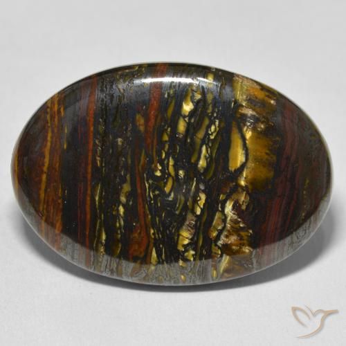 40.26ct Natural Multicolor Matriz Ojo de Tigre, Ovalada, Opaco