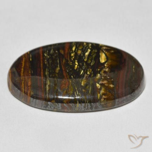 Matriz Ojo de Tigre Multicolor natural de 40.26 ct, Ovalada, Opaco