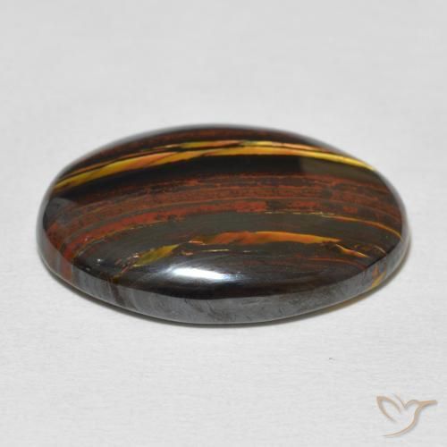 Matriz Ojo de Tigre Multicolor natural de 24.63 ct, Ovalada, Opaco