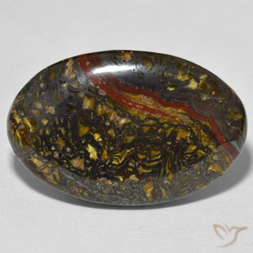 37.87ct Natural Multicolor Matriz Ojo de Tigre, Ovalada, Opaco