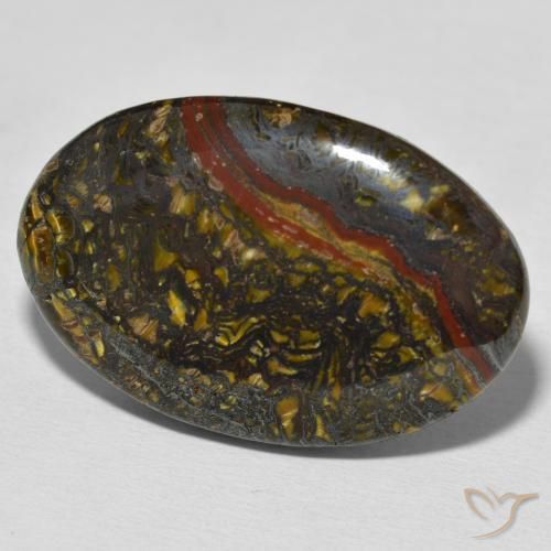 Matriz Ojo de Tigre Multicolor natural de 37.87 ct, Ovalada, Opaco