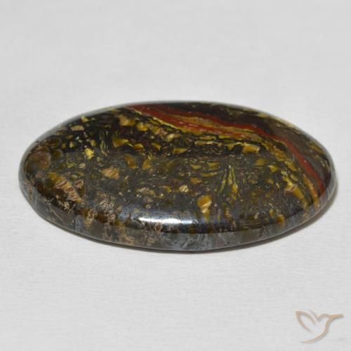 Matriz Ojo de Tigre Multicolor natural de 37.87 ct, Ovalada, Opaco