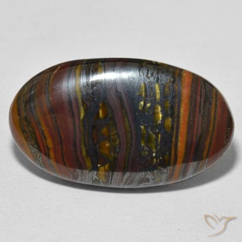 31.84ct Natural Multicolor Matriz Ojo de Tigre, Ovalada, Opaco