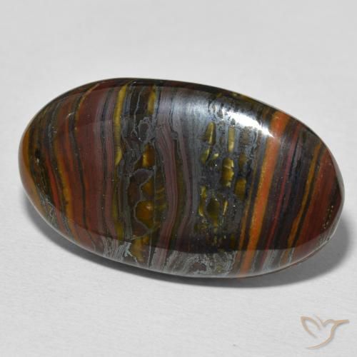 Matriz Ojo de Tigre Multicolor natural de 31.84 ct, Ovalada, Opaco