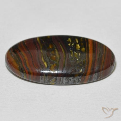 Matriz Ojo de Tigre Multicolor natural de 31.84 ct, Ovalada, Opaco