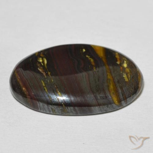 Matriz Ojo de Tigre Multicolor natural de 25.59 ct, Ovalada, Opaco