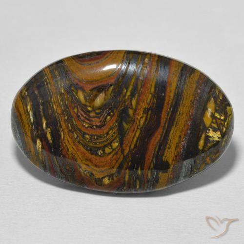 29.95ct Natural Multicolor Matriz Ojo de Tigre, Ovalada, Opaco