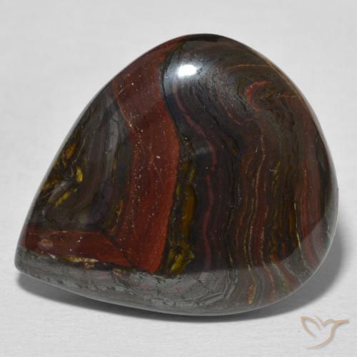 21.77ct Natural Multicolor Matriz Ojo de Tigre, En forma de pera, Opaco