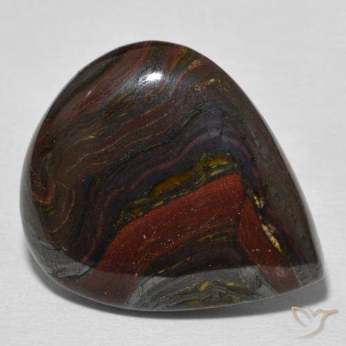 Matriz Ojo de Tigre Multicolor natural de 21.77 ct, En forma de pera, Opaco