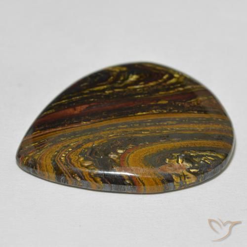Matriz Ojo de Tigre Multicolor natural de 70.11 ct, En forma de pera, Opaco