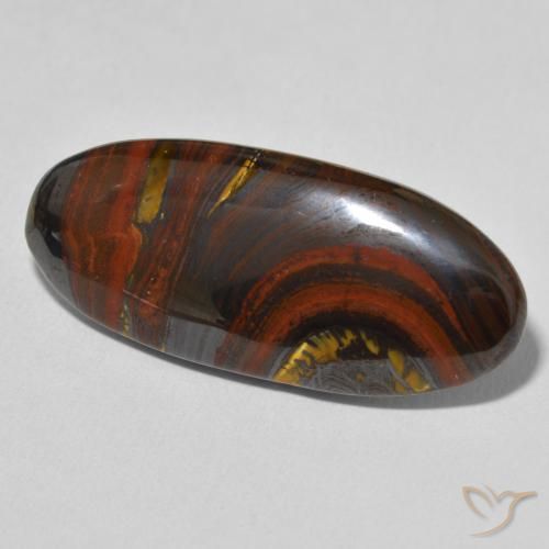 Matriz Ojo de Tigre Multicolor natural de 26.75 ct, Ovalada, Opaco