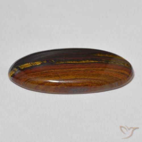 Matriz Ojo de Tigre Multicolor natural de 19.61 ct, Ovalada, Opaco