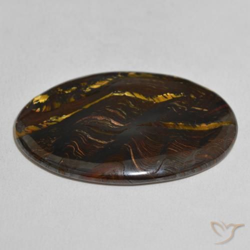 Matriz Ojo de Tigre Multicolor natural de 49.33 ct, Ovalada, Opaco