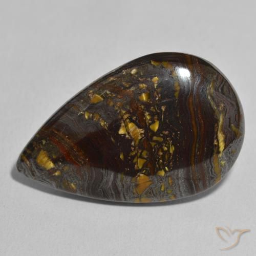 46.57ct Natural Multicolor Matriz Ojo de Tigre, En forma de pera, Opaco