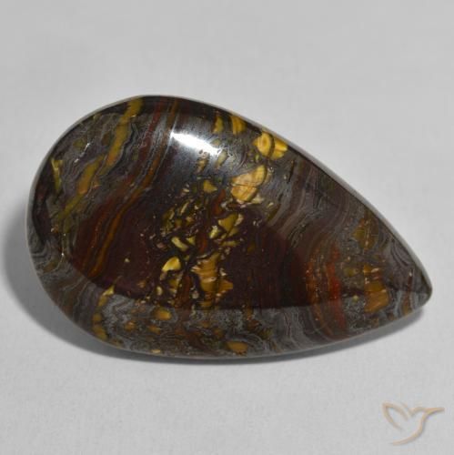 Matriz Ojo de Tigre Multicolor natural de 46.57 ct, En forma de pera, Opaco
