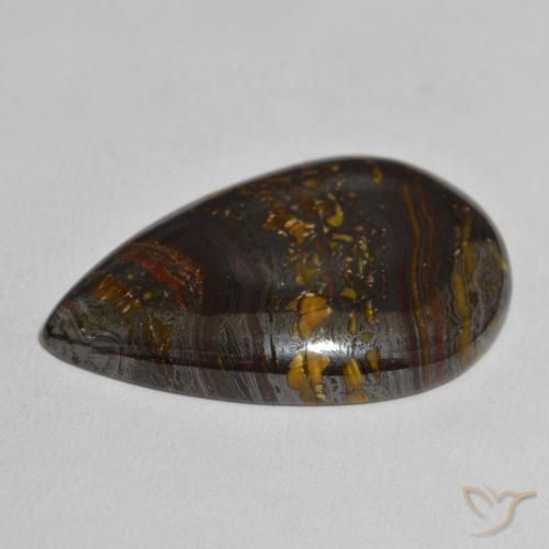 Matriz Ojo de Tigre Multicolor natural de 46.57 ct, En forma de pera, Opaco