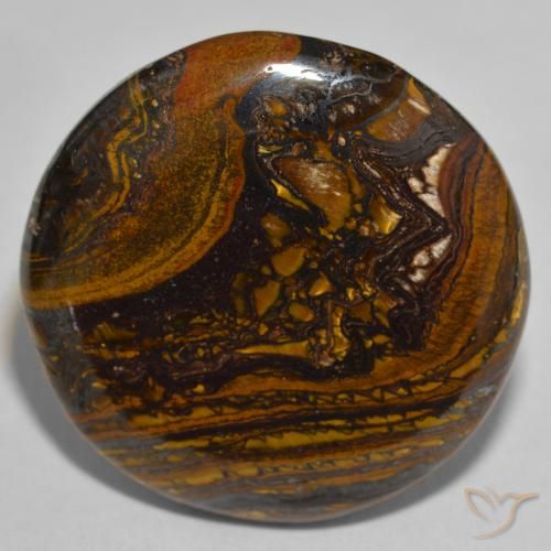 52.68ct Natural Multicolor Matriz Ojo de Tigre, Redondo, Opaco