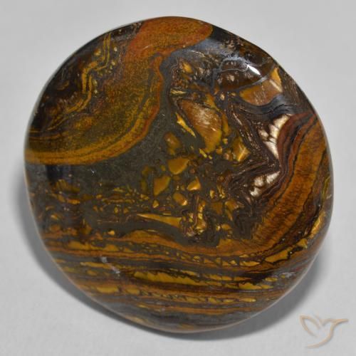 Matriz Ojo de Tigre Multicolor natural de 52.68 ct, Redondo, Opaco