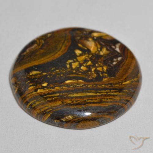 Matriz Ojo de Tigre Multicolor natural de 52.68 ct, Redondo, Opaco