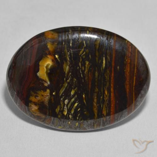 29.37ct Natural Multicolor Matriz Ojo de Tigre, Ovalada, Opaco