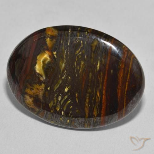 Matriz Ojo de Tigre Multicolor natural de 29.37 ct, Ovalada, Opaco