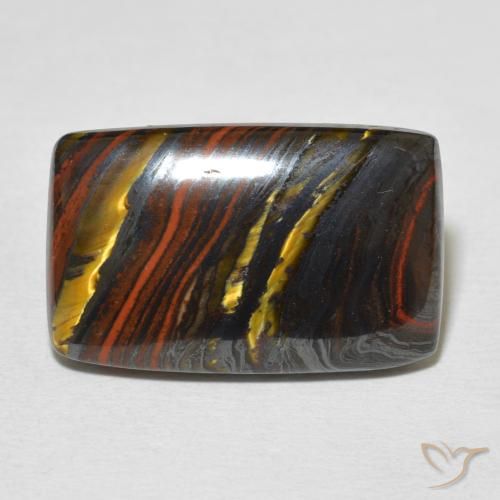 17.51ct Natural Multicolor Matriz Ojo de Tigre, Forma Cojín, Opaco