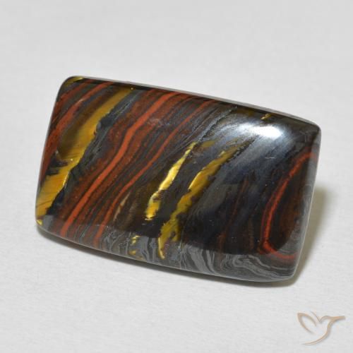 Matriz Ojo de Tigre Multicolor natural de 17.51 ct, Forma Cojín, Opaco