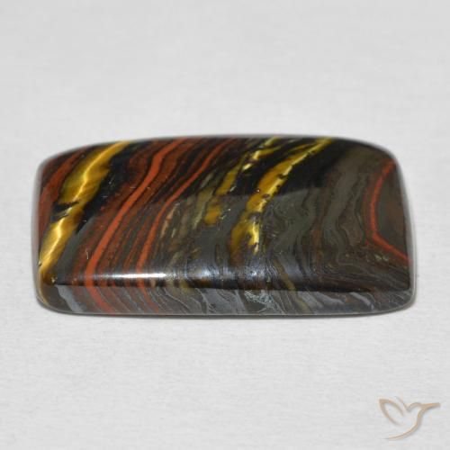 Matriz Ojo de Tigre Multicolor natural de 17.51 ct, Forma Cojín, Opaco