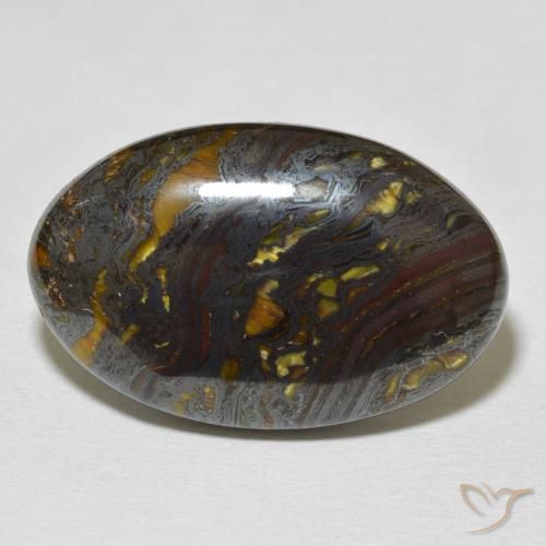 26.41ct Natural Multicolor Matriz Ojo de Tigre, Ovalada, Opaco