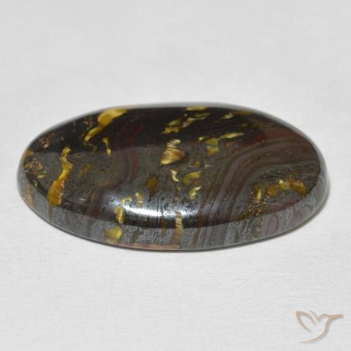 Matriz Ojo de Tigre Multicolor natural de 26.41 ct, Ovalada, Opaco
