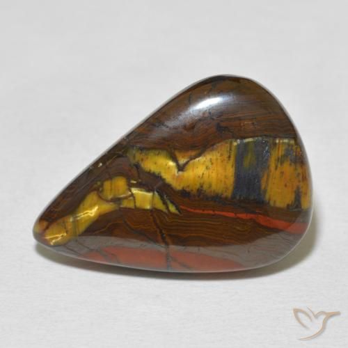 16.40ct Natural Multicolor Matriz Ojo de Tigre, En forma de pera, Opaco
