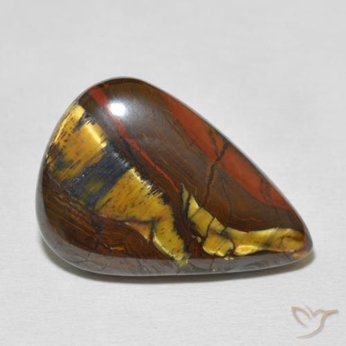 Matriz Ojo de Tigre Multicolor natural de 16.40 ct, En forma de pera, Opaco