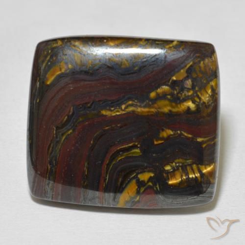 31.44ct Natural Multicolor Matriz Ojo de Tigre, Forma Cojín, Opaco