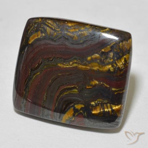 Matriz Ojo de Tigre Multicolor natural de 31.44 ct, Forma Cojín, Opaco