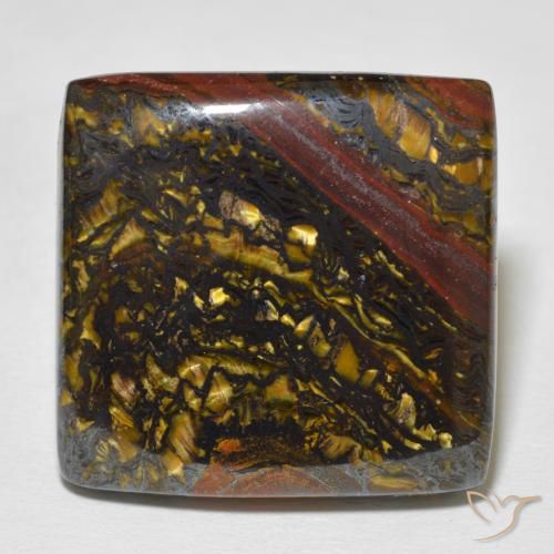 41.55ct Natural Multicolor Matriz Ojo de Tigre, Cuadrado, Opaco