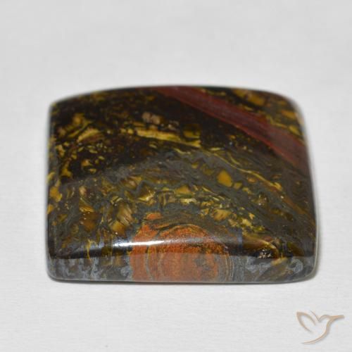 Matriz Ojo de Tigre Multicolor natural de 41.55 ct, Cuadrado, Opaco