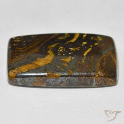 Matriz Ojo de Tigre Multicolor natural de 34.70 ct, Forma Cojín, Opaco