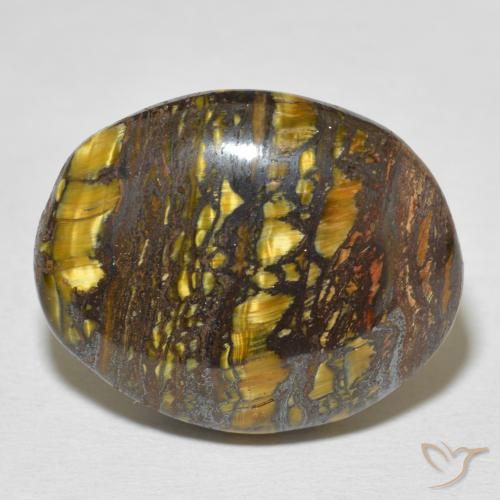 36.37ct Natural Multicolor Matriz Ojo de Tigre, Ovalada, Opaco