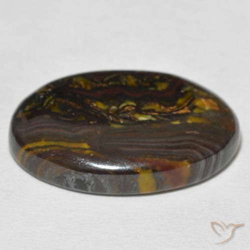 Matriz Ojo de Tigre Multicolor natural de 21.65 ct, Ovalada, Opaco