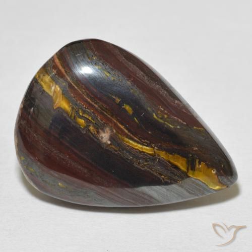 Matriz Ojo de Tigre Multicolor natural de 27.18 ct, En forma de pera, Opaco