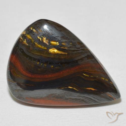 Matriz Ojo de Tigre Multicolor natural de 20.61 ct, En forma de pera, Opaco