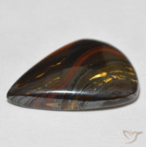 Matriz Ojo de Tigre Multicolor natural de 20.61 ct, En forma de pera, Opaco