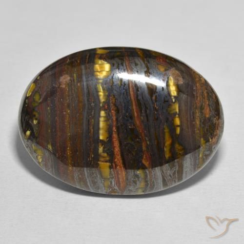 44.10ct Natural Multicolor Matriz Ojo de Tigre, Ovalada, Opaco