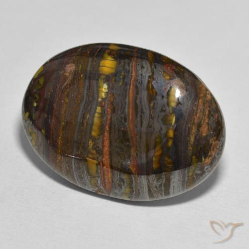 Matriz Ojo de Tigre Multicolor natural de 44.10 ct, Ovalada, Opaco
