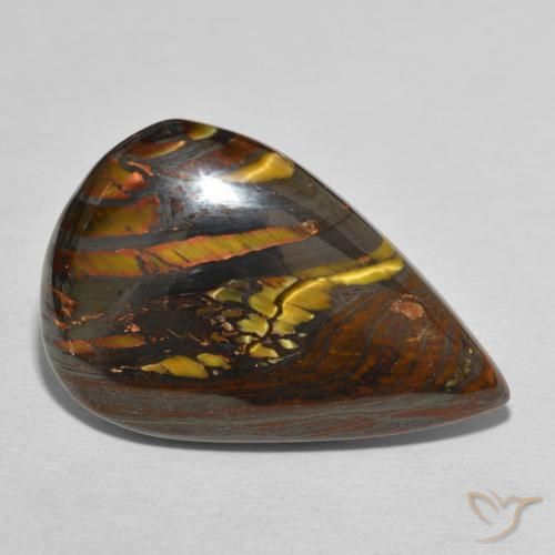 Matriz Ojo de Tigre Multicolor natural de 29.62 ct, En forma de pera, Opaco