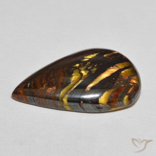 Matriz Ojo de Tigre Multicolor natural de 29.62 ct, En forma de pera, Opaco