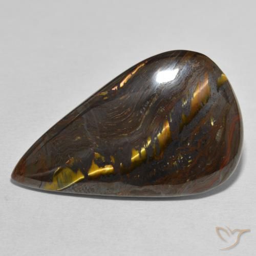 38.25ct Natural Multicolor Matriz Ojo de Tigre, En forma de pera, Opaco