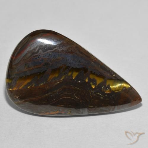 Matriz Ojo de Tigre Multicolor natural de 38.25 ct, En forma de pera, Opaco